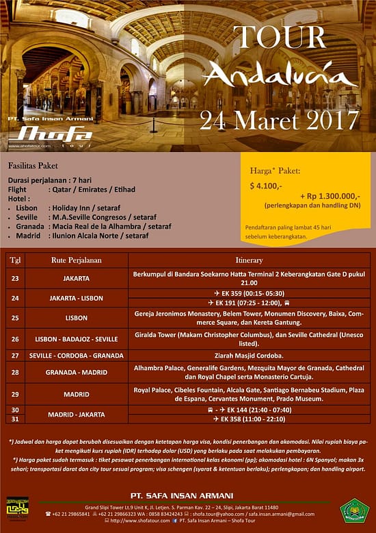 PAKET UMROH plus Andalucia 2017 - Shofa Tour
