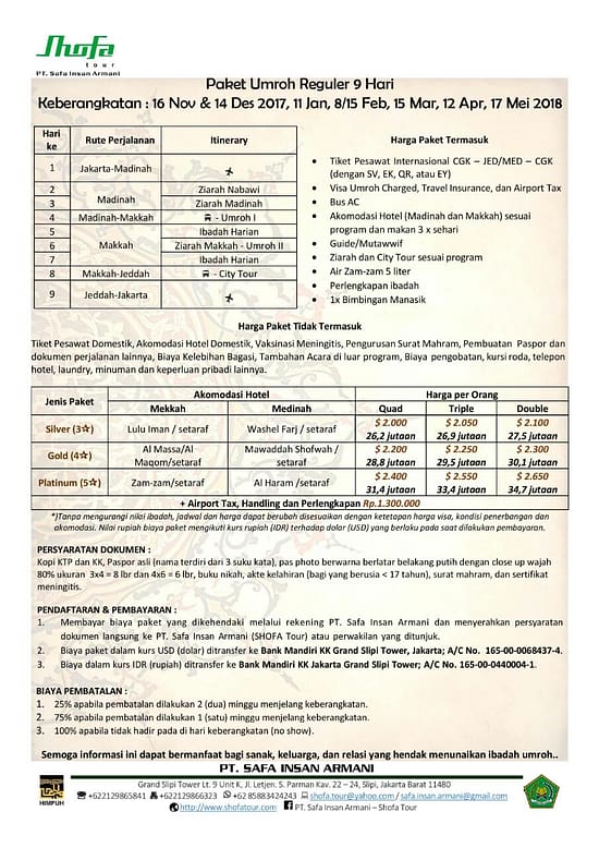 Umroh Reguler 9 Hari